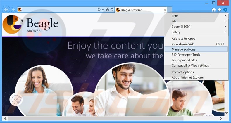 Removendo os anúncios BeagleBrowser do Internet Explorer passo 1