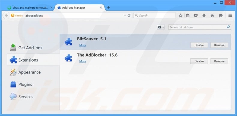 Removendo os anúncios BitSaver do Mozilla Firefox passo 2