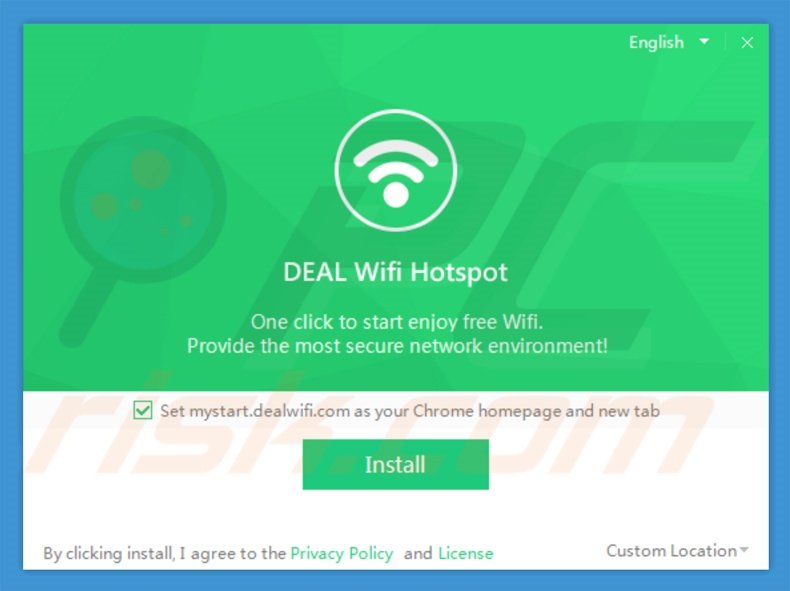 Configuração da instalação do sequestrador de navegador oficial DealWifi