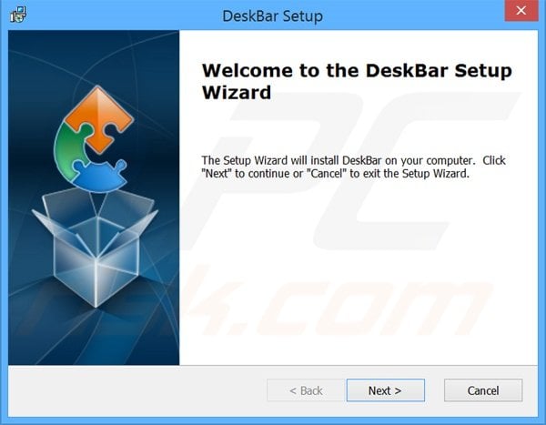 Configuração da instalação do adware oficial Deskbar