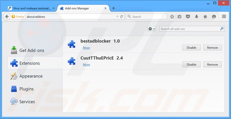 Removendo os anúncios Extreme Blocker do Mozilla Firefox passo 2