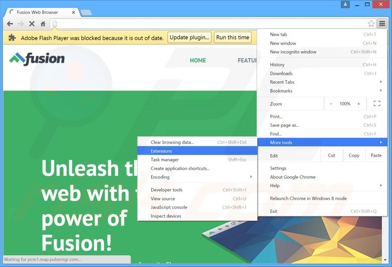 Removendo os anúncios Fusion Browser de Google Chrome passo 1