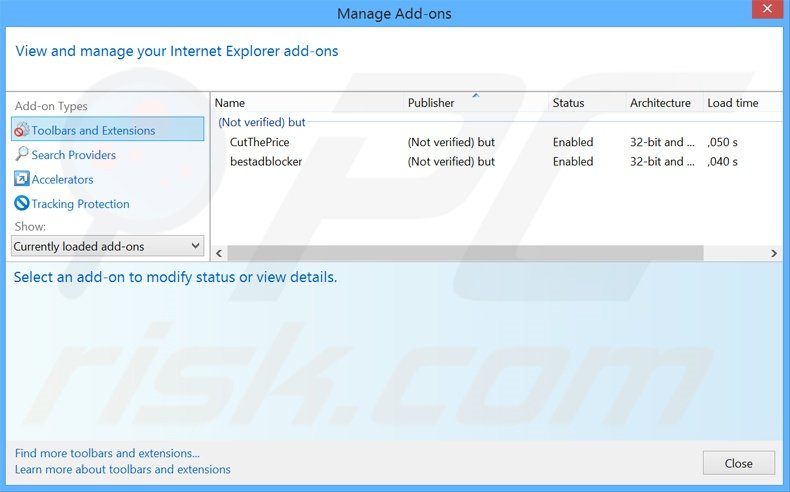 Removendo os anúncios KrShop do Internet Explorer passo 2