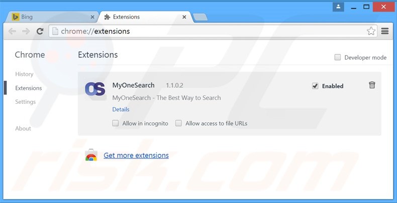 Removendo as extensões relacionadas a MyOneSearch do Google Chrome