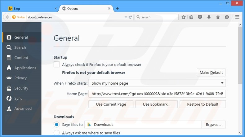 Removendo MyOneSearch.net da página inicial do Mozilla Firefox