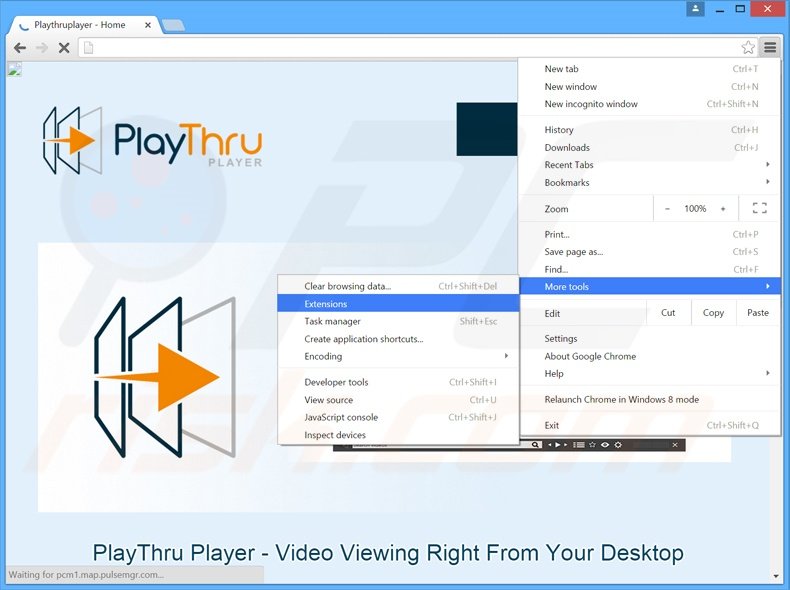 Removendo os anúncios Playthru Player do Google Chrome passo 1