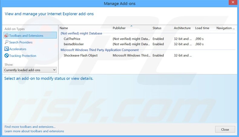 Removendo os anúncios Playthru Player do Internet Explorer passo 1
