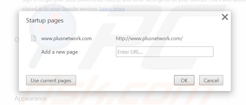 Removendo a página inicial plusnetwork.com do Google Chrome