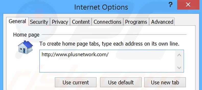 Removendo a página inicial plusnetwork.com do Internet Explorer