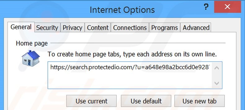 Removendo a página inicial search.protectedio.com do Internet Explorer