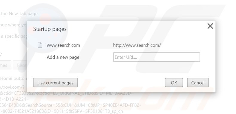Remova a página inicial search.com do Google Chrome