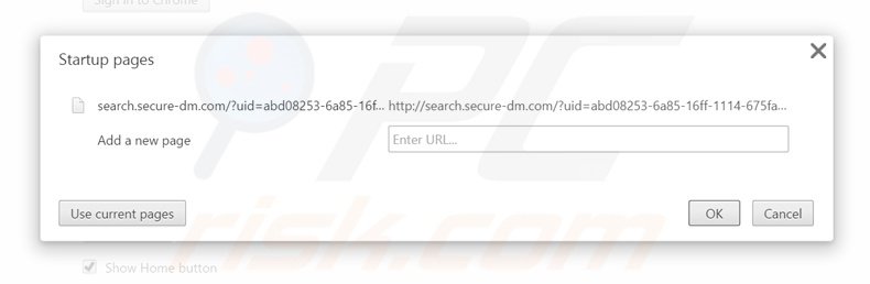 Remova a página inicial search.secure-dm.com do Google Chrome