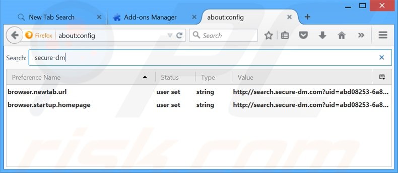 Remover a página inicial search.secure-dm.com e motor de busca padrão do Mozilla Firefox