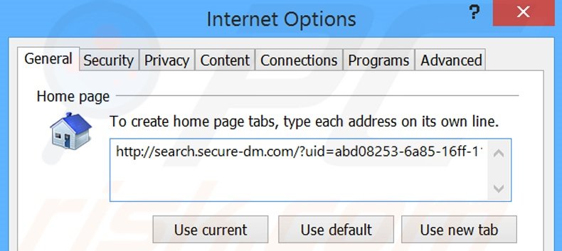 Removendo a página inicial search.secure-dm.com do Internet Explorer