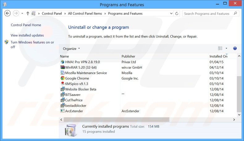 desinstalar o adware SimilarDeals via Painel de Controlo