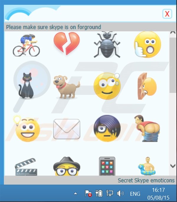 Aplicação de tipo adware fraudulento SkyeMoji