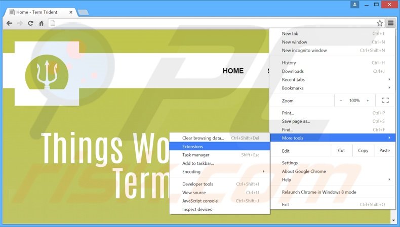 Removendo os anúncios TermTrident do Google Chrome passo 1