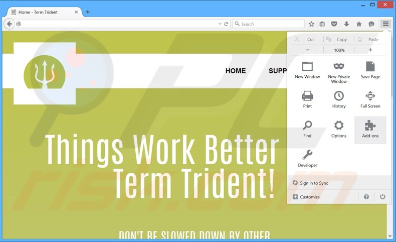 Removendo os anúncios TermTrident do Mozilla Firefox passo 1