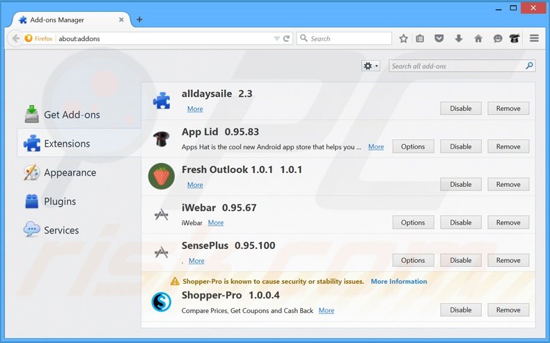 Removendo os anúncios TermTrident do Mozilla Firefox passo 2