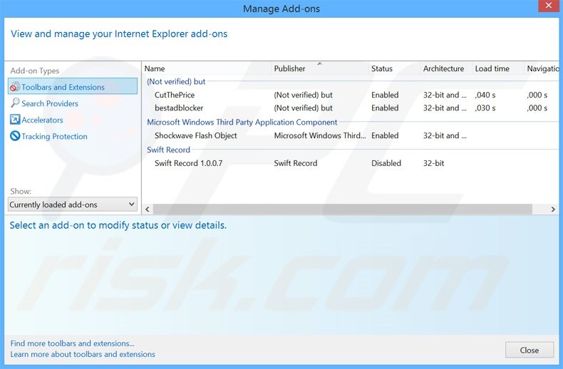 Removendo os anúncios Tortuga do Internet Explorer passo 2