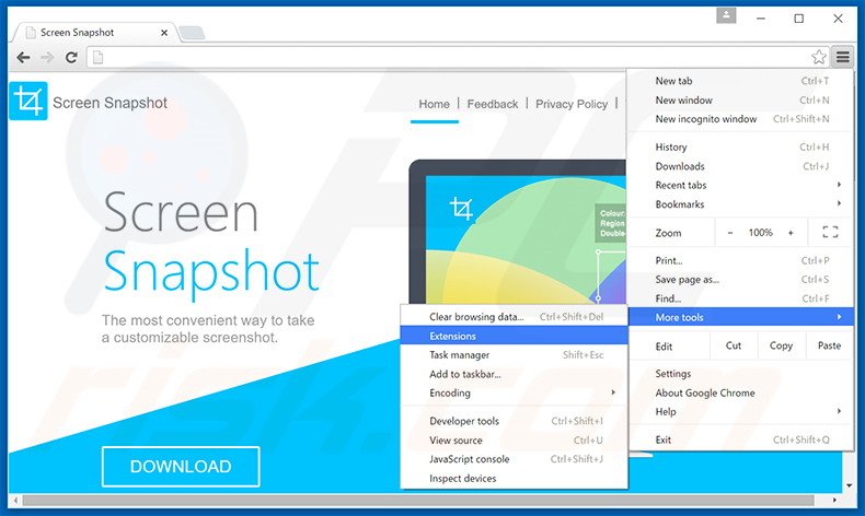 Remova os anúncios Advanced ScreenSnapshot do Google   Chrome passo 1