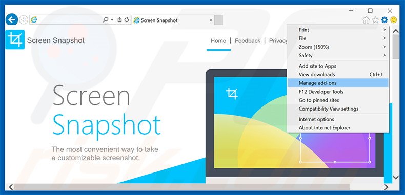 Removendo os anúncios Advanced ScreenSnapshot do   Internet Explorer passo 1