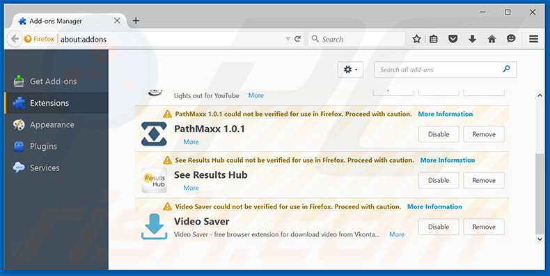 Removendo as extensões relacionadas a bogots.com do Mozilla Firefox