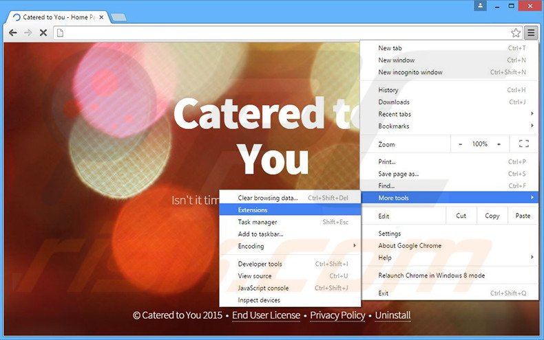 Removendo os anúncios Catered to You do  Google Chrome passo 1