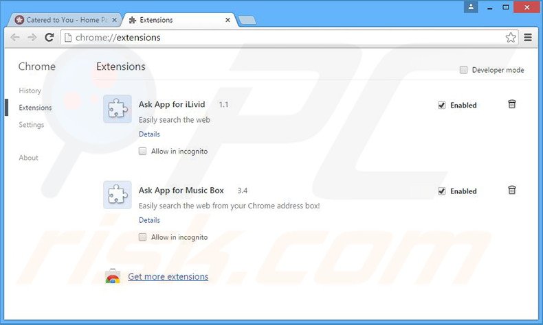 Removendo os anúncios Catered to You do  Google Chrome passo 2