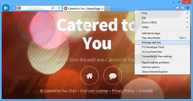 Removendo os anúncios Catered to You do Internet Explorer passo 1