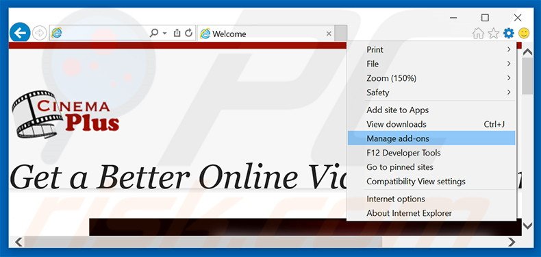 Removendo os anúncios CinemaP do Internet Explorer passo 1