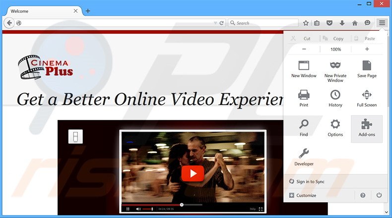 Remover os anúncios CinePlus do Mozilla Firefox passo 1
