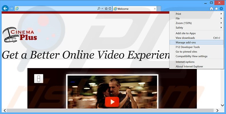 Remover os anúncios CinePlus do Internet Explorer passo 1