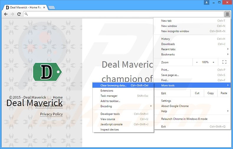 Removendo os anúncios Deal Maverick do Google Chrome passo 1