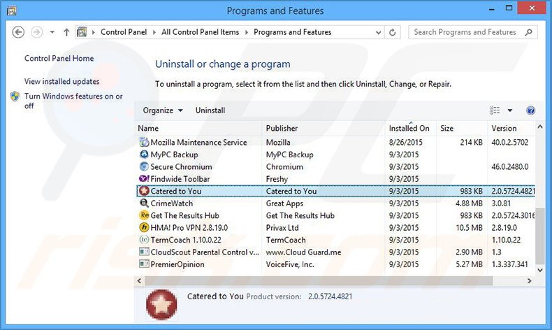 desinstalar o adware Deal Maverick via Painel de Controlo