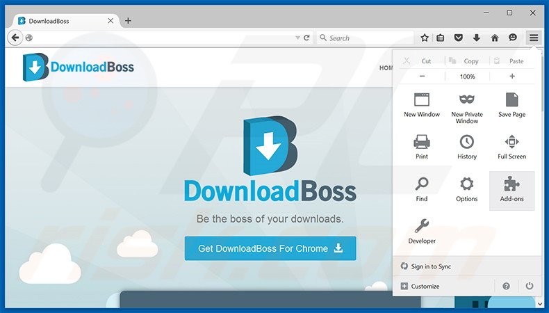 Removendo os anúncios DownloadBoss do Mozilla Firefox passo 1