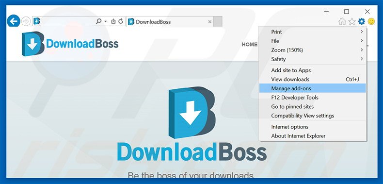 Removendo os anúncios DownloadBoss do Internet Explorer passo 1