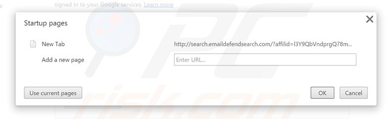 Remova a página inicial search.emaildefendsearch.com do Google Chrome
