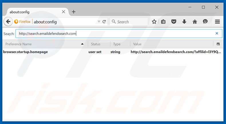 Remover a página inicial search.emaildefendsearch.com e motor de busca padrão do Mozilla Firefox