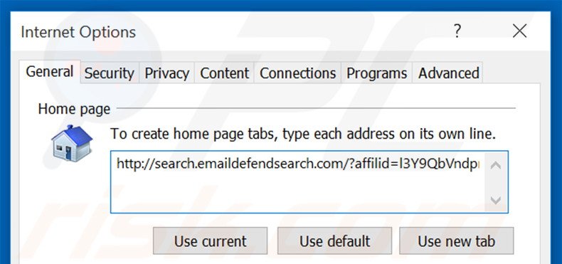 Removendo a página inicial search.emaildefendsearch.com do Internet Explorer