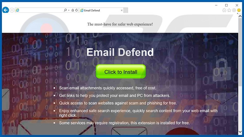 Website a promover o sequestrador de navegador search.emaildefendsearch.com