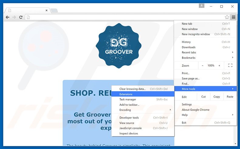 Removendo os anúncios Groover do Google Chrome passo 1