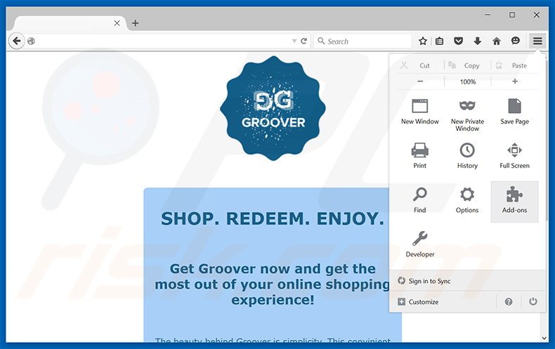 Removendo os anúncios Groover do Mozilla Firefox passo 1