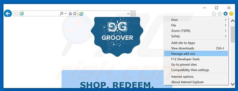 Removendo os anúncios Groover do Internet Explorer passo 1