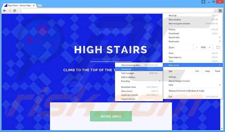 Removendo os anúncios High Stairs do Google Chrome passo 1