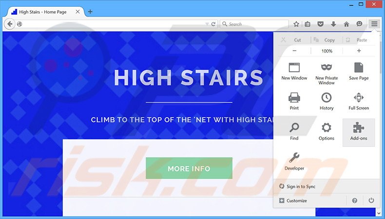 Removendo os anúncios High Stairs do Mozilla Firefox passo 1