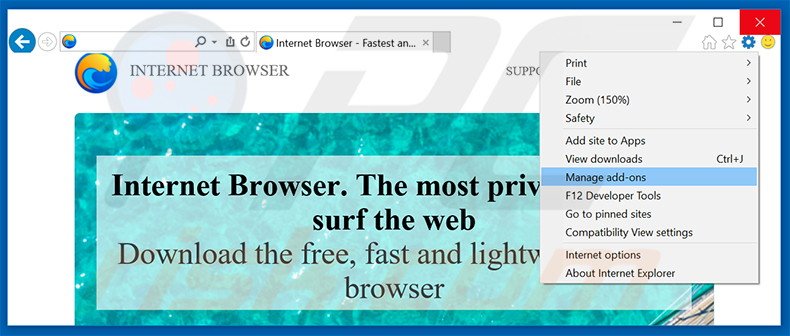 Removendo os anúncios Internet Browser do Internet Explorer passo 1