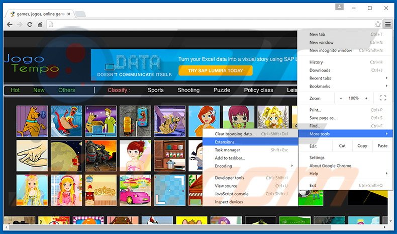 Removendo os anúncios Jogotempo do Google Chrome passo 1