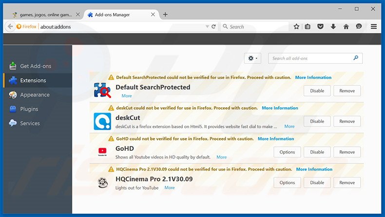 Removendo os anúncios Jogotempo do Mozilla Firefox passo 2