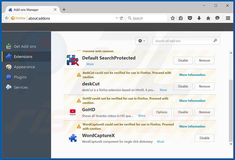 Removendo os anúncios KeyStream do Mozilla Firefox passo 2